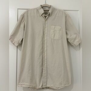 L.L. Bean Cream Casual Button Down Shirt, Size XL
